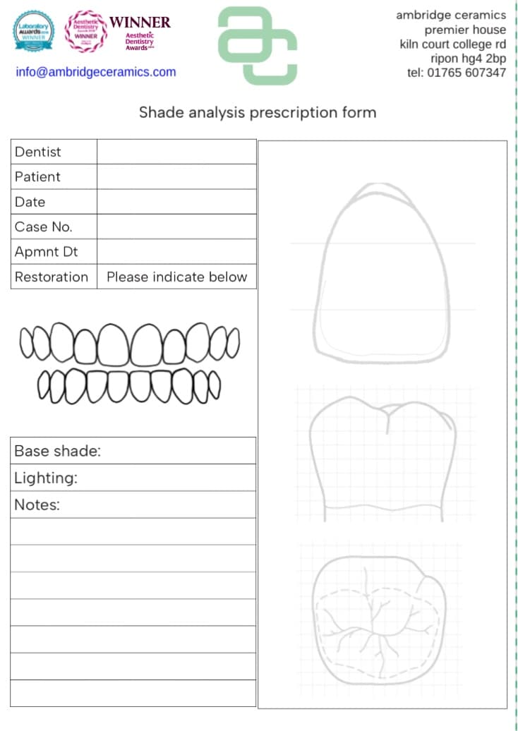Shade Analysis Form